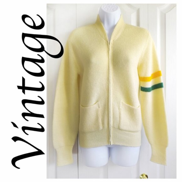 Vintage Caldwell unisex yellow wool cardigan - Picture 1 of 8